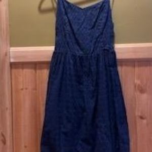 Navy eyelet cotton dress